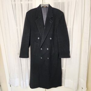 Allyn Saint George Cashmere Blend Trench Coat Mens Sz 36 Black Double Breasted